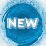 das Wort "NEW" weiß auf blauem Hintergrund